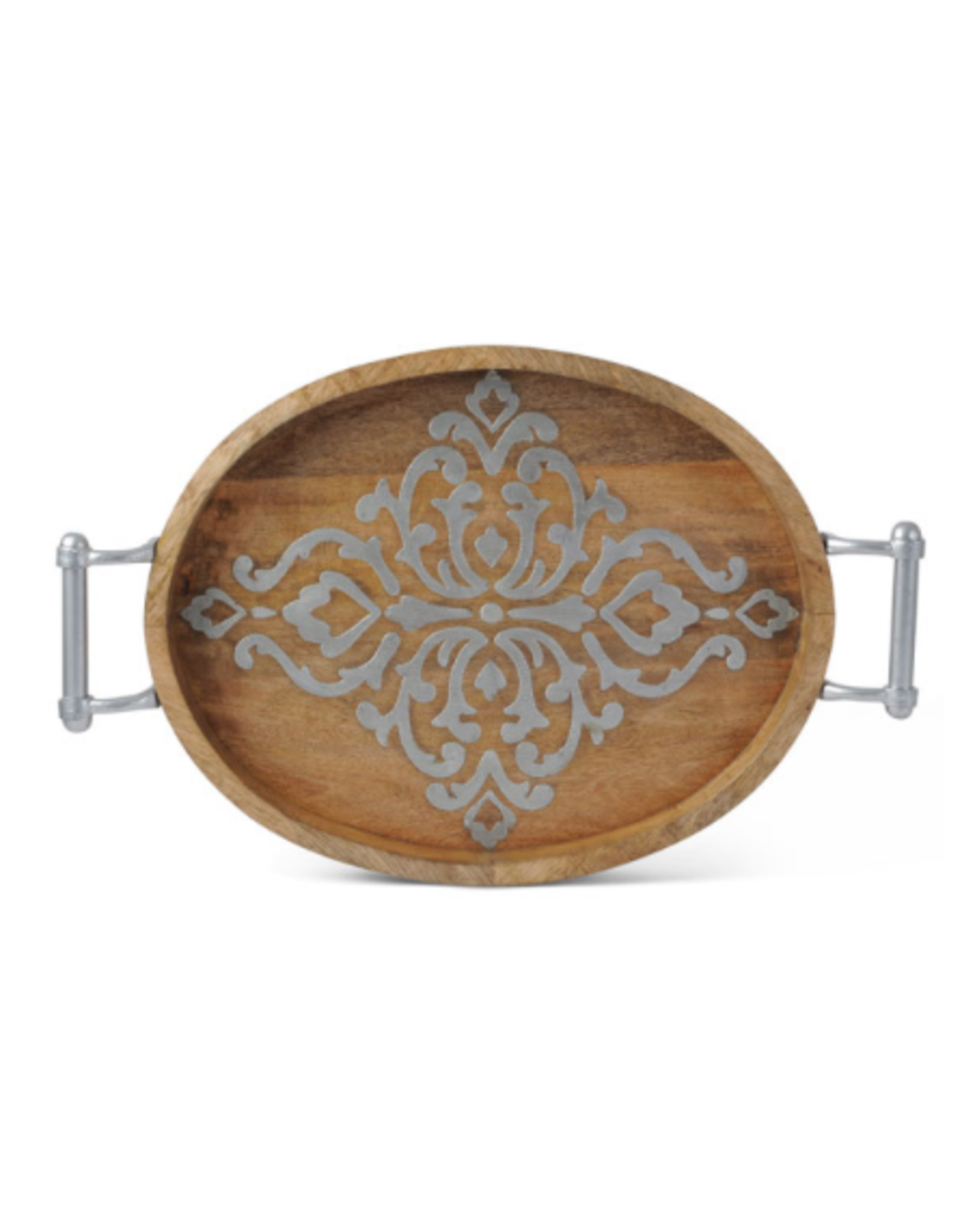 Gerson Wood & Metal Oval Tray 21"