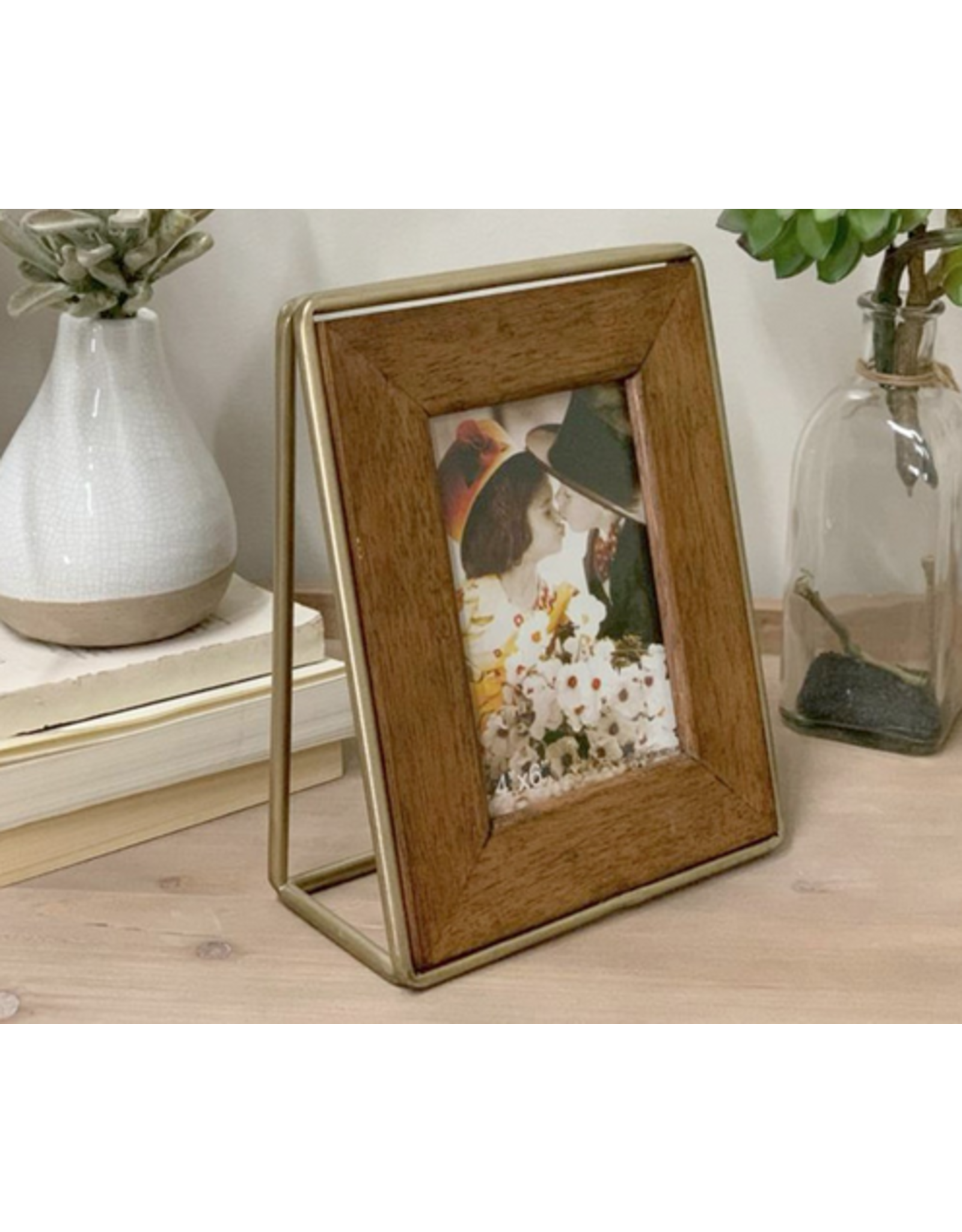 VIP Home & Garden Gold Metal & Wood Frame 4 x 6