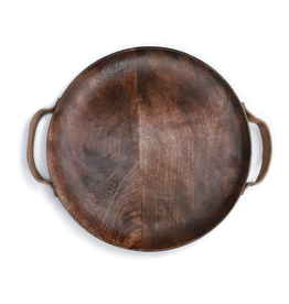 Demdaco Wood Tray with Leather Handles