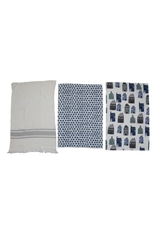 Creative Co-Op Blue & White Cotton Tea Towels, set of 3