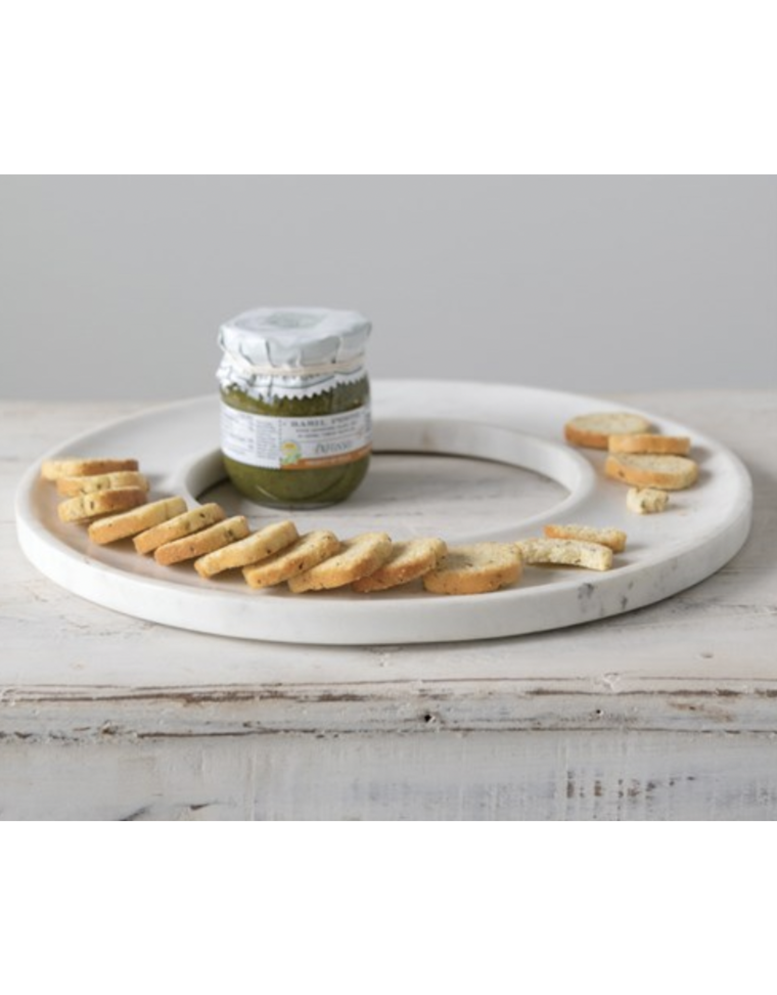 Creative Co-Op 13" Round Marble Circle Cracker Cheese Tray