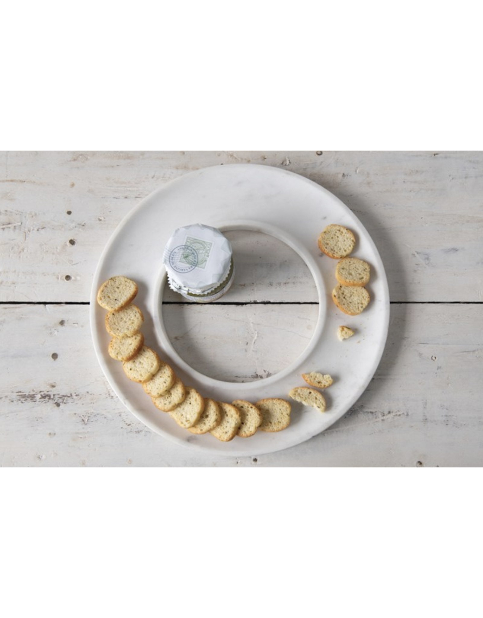 Creative Co-Op 13" Round Marble Circle Cracker Cheese Tray