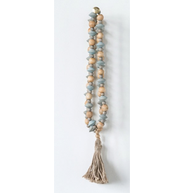 Creative Co-Op 23" Abaca Wood Bead Strand with Jute Tassle