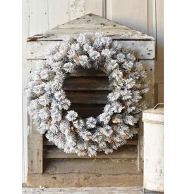 Lancaster & Vintage Snowbound Wreath with Lights 24"