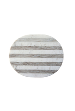 Creative Co-Op Oval Marble Cheese/Cutting Board, Grey & White Stripe