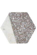 Thirstystone Hexagon White Marble & Gray Terrazzo Coasters, set of 4