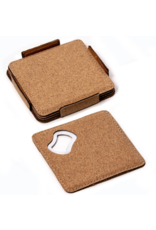 Faire Cork Coaster with Bottle Opener, set of 4 (with engraving)