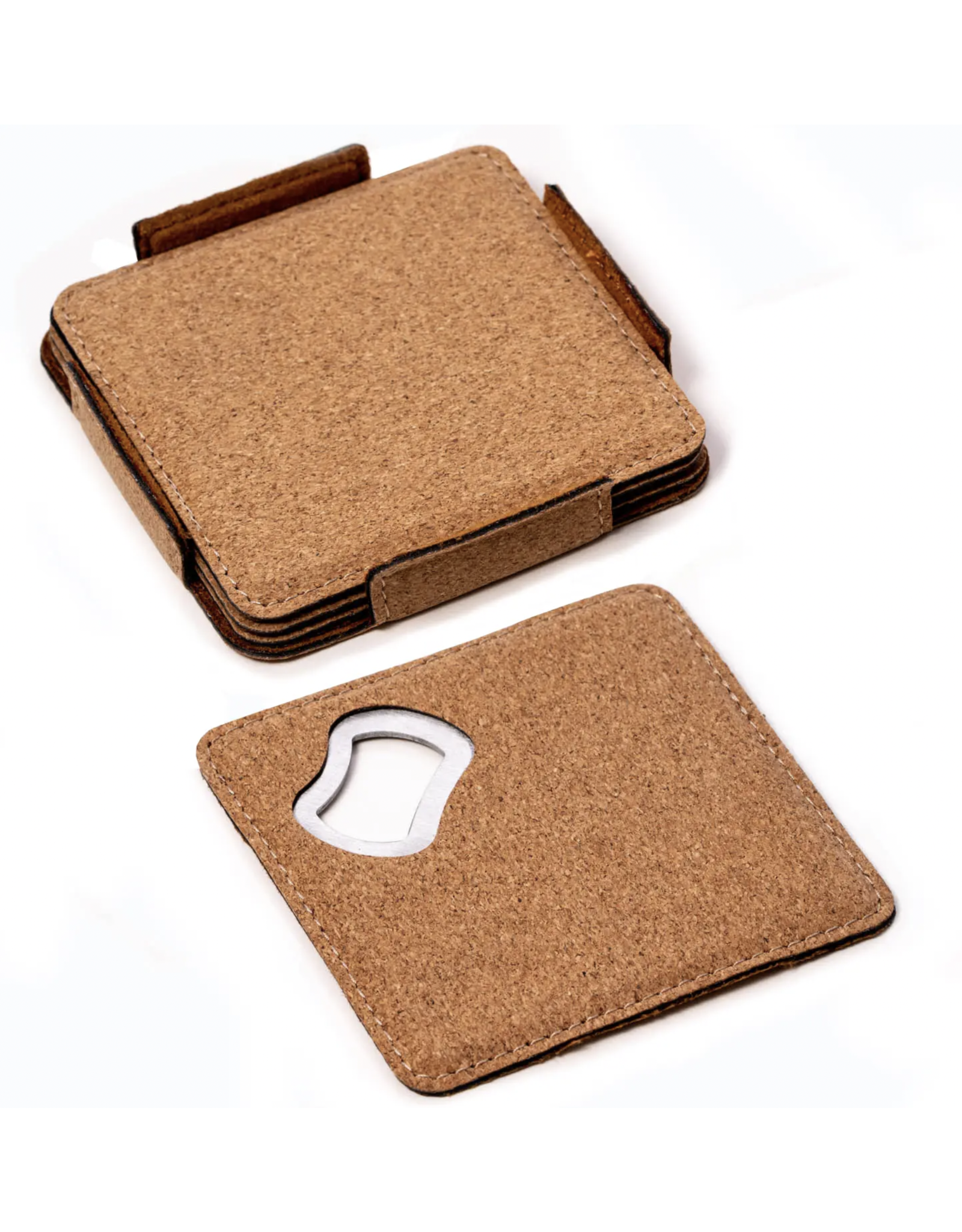Faire Cork Coaster with Bottle Opener, set of 4 (with engraving)