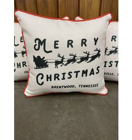 Little Birdie Merry Christmas Santa & Sleigh Pillow