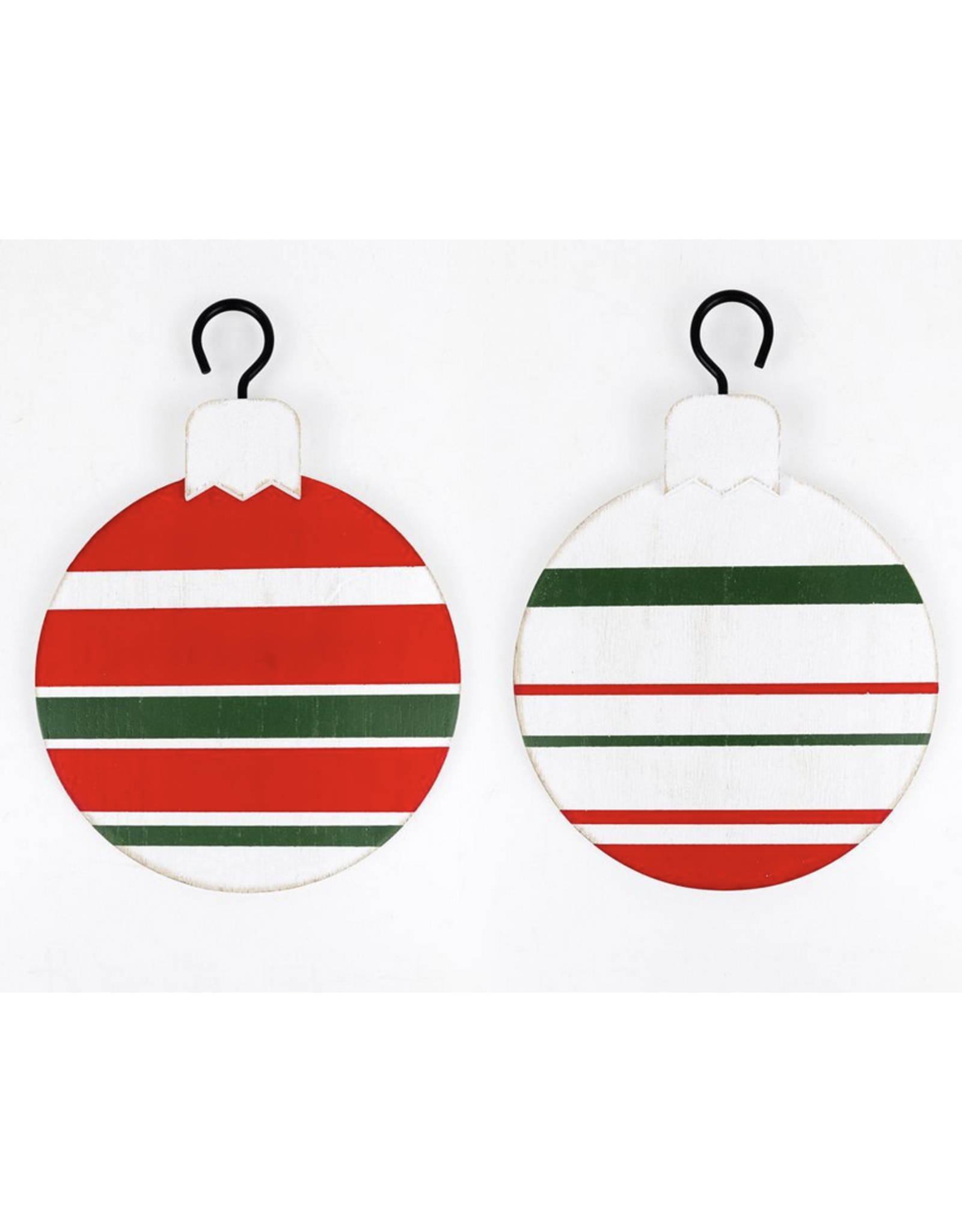 Adams & Co. Stripe Green, Red & White Reversible Ornament (engraving included)
