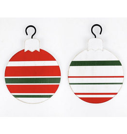 Adams & Co. Stripe Green, Red & White Reversible Ornament (engraving included)