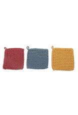 Creative Co-Op Cotton Crocheted Pot Holders Spring Fun Colors