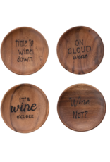 Creative Co-Op Acacia Wood Tapas Plates with Sayings