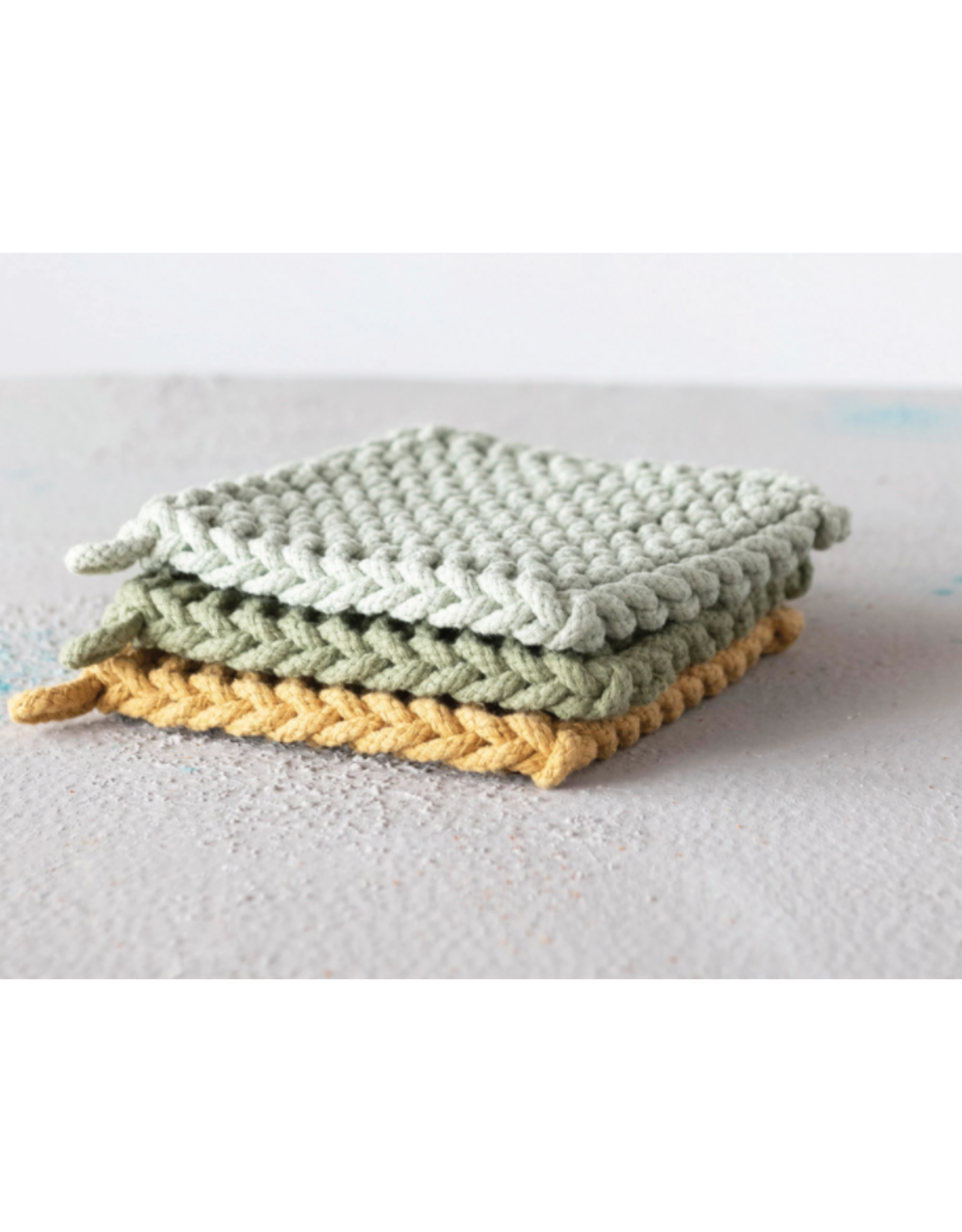 Creative Co-Op Cotton Crocheted Pot Holders Spring 2