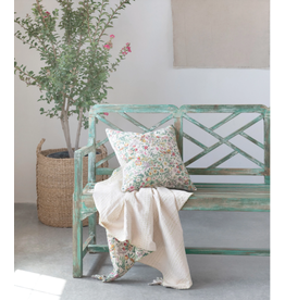 Creative Brands 60"L x 50"W Quilted Cotton Throw Floral Pattern, Kantha Stitch