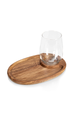 Picnic Time Acacia Wood Wine Appetizer Plate Set