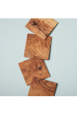 Be Home Olive Wood Square Coasters, set of 4 (engraving incuded)