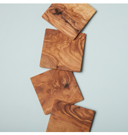 Be Home Olive Wood Square Coasters, set of 4 (engraving incuded)