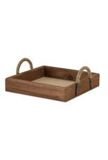 Melrose Wood & Jute Square Tray, Small