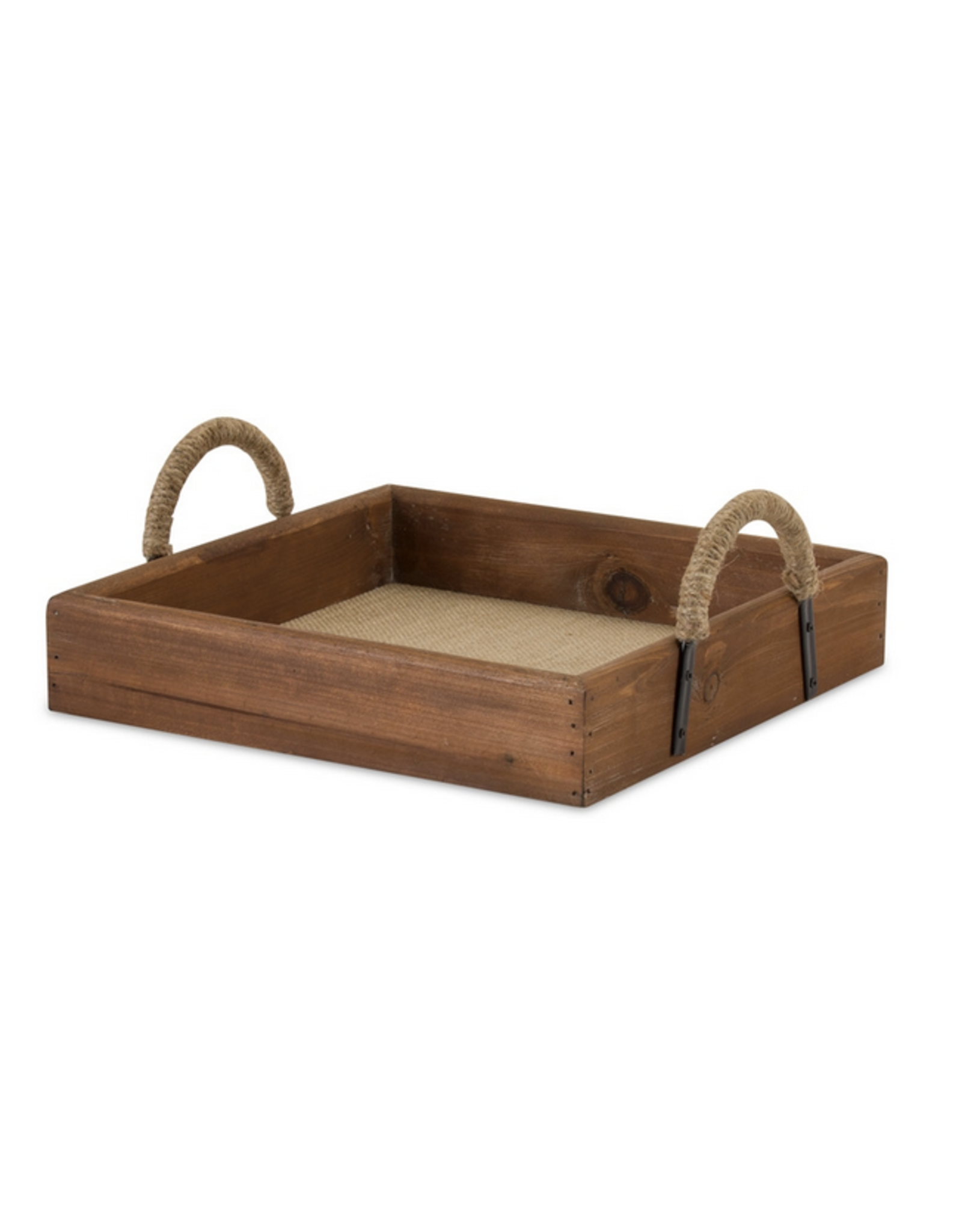 Melrose Wood & Jute Square Tray, Small