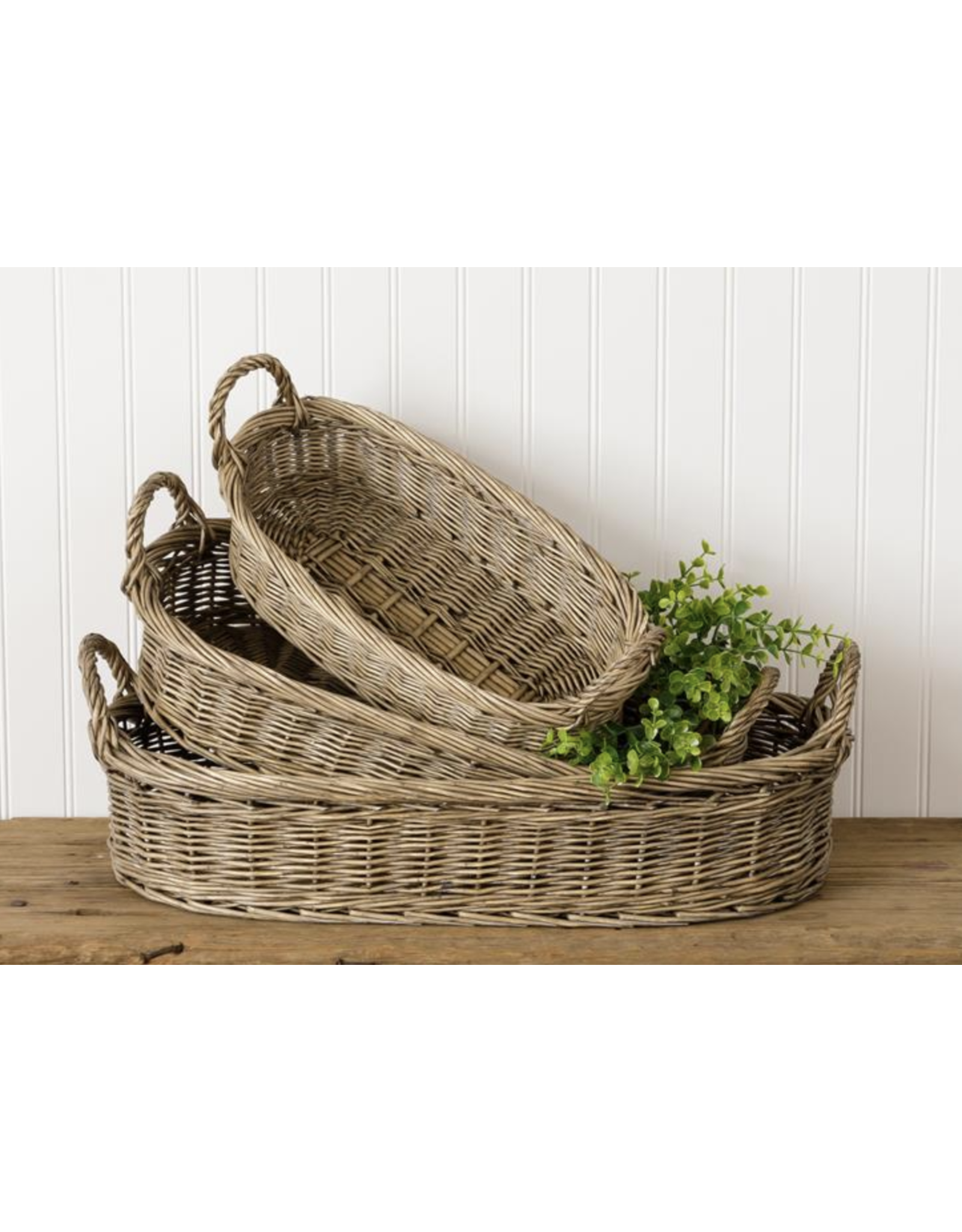 audreys Nesting Oval Wicker Basket, Large