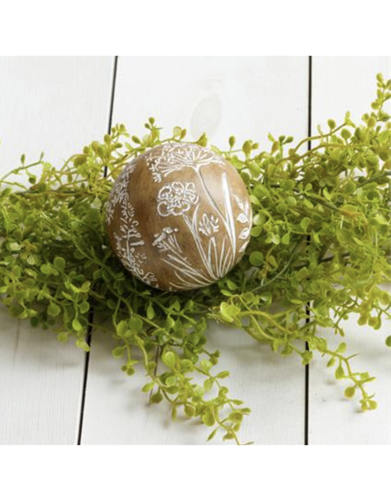Audrey's Decorative Wood Orb with Floral