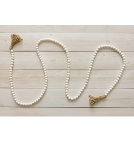 audreys Distressed White Farmhouse Beads with Tassels