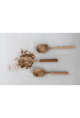 Creative Co-Op Mango Wood Spoons with Bamboo & Leather Wrapped Handles,          set of 3
