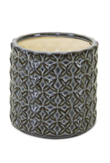 Melrose Grey with Brown Accent Terra Cotta Pot, Small