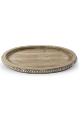 K & K Bead Trim Wooden Oval Tray, Large