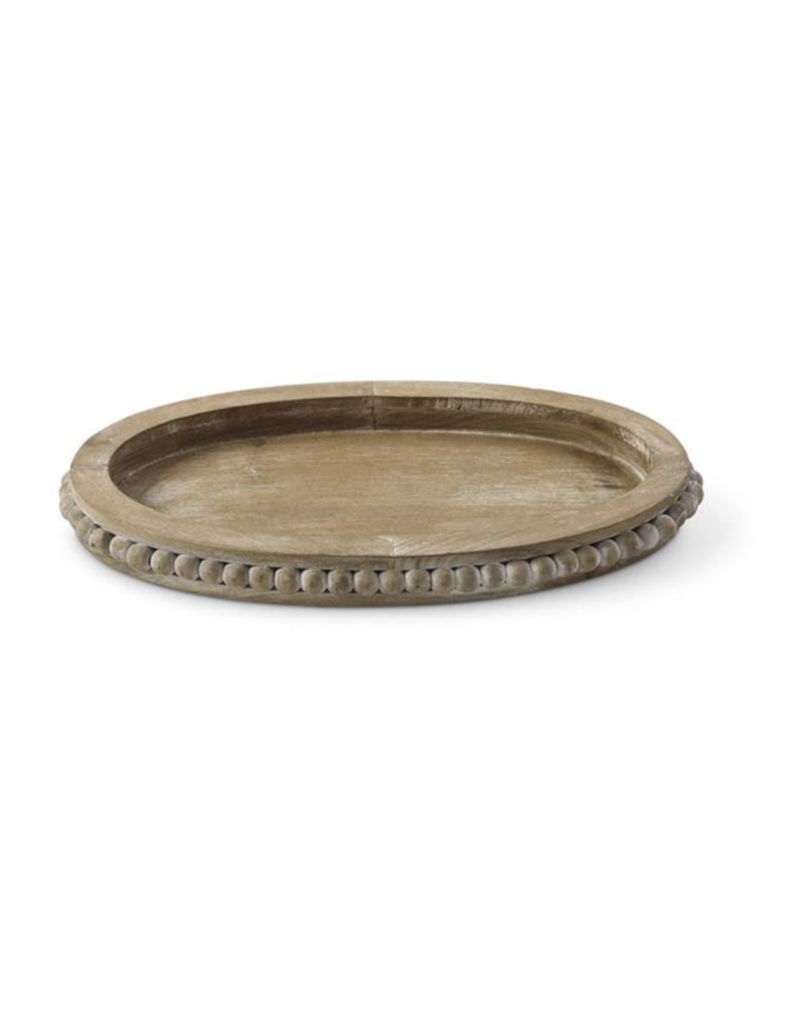 K & K Bead Trim Wooden Oval Tray, Small