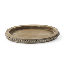 K & K Bead Trim Wooden Oval Tray, Small