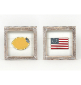 Adams & Co. Lemon & American Flag Reversible Sign