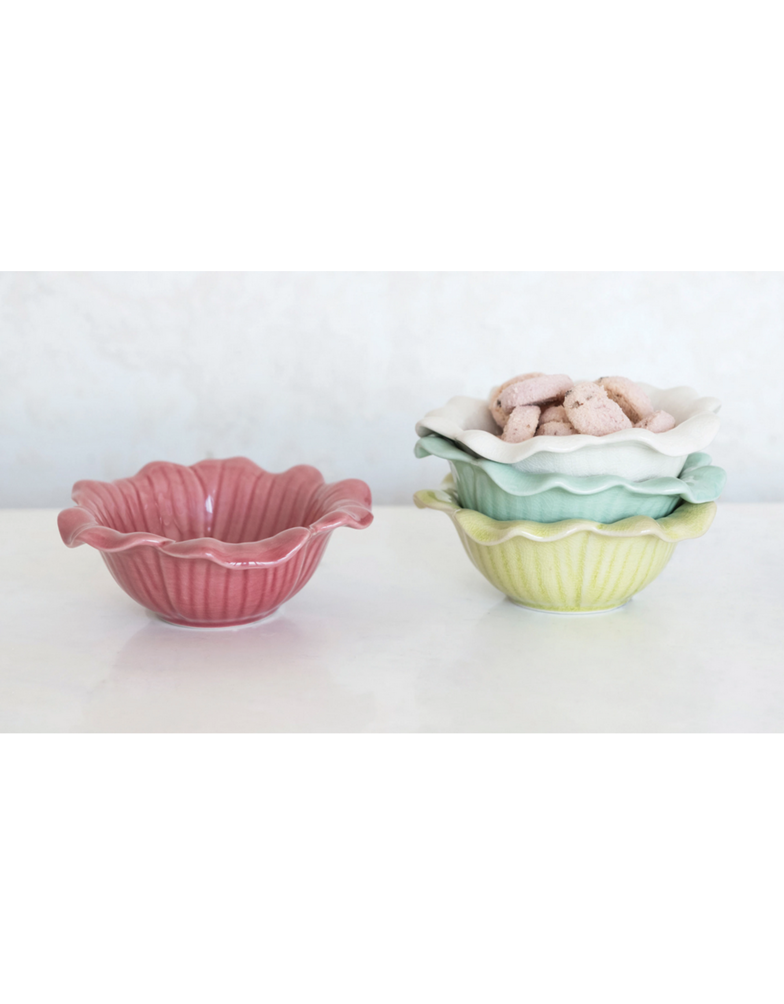 Creative Co-Op Stoneware Flower Bowl