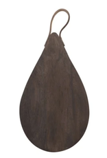 Creative Co-Op Tear Drop Cutting Board with Leather Strap