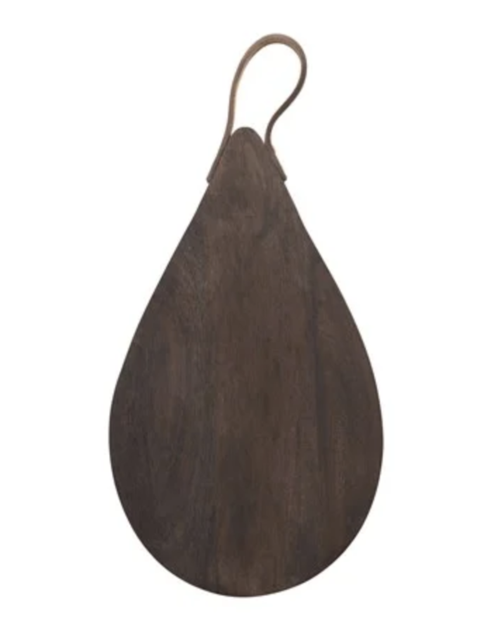 Creative Co-Op Tear Drop Cutting Board with Leather Strap