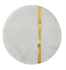 Bloomingville Round Marble Coasters with Pearl Inlay, set of 4