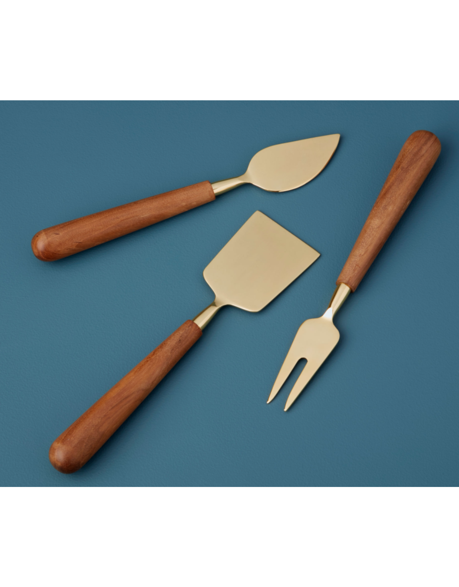 Be Home Gold & Wood Cheese Charcuterie Tools, set of 3