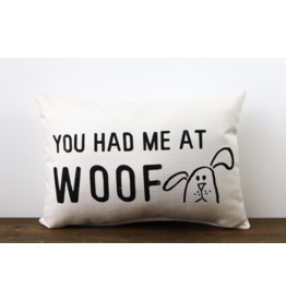 Little Birdie You Had Me At Woof Pillow (black trim)
