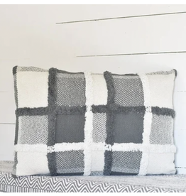 PD Home & Garden Gray and White Check Pillow