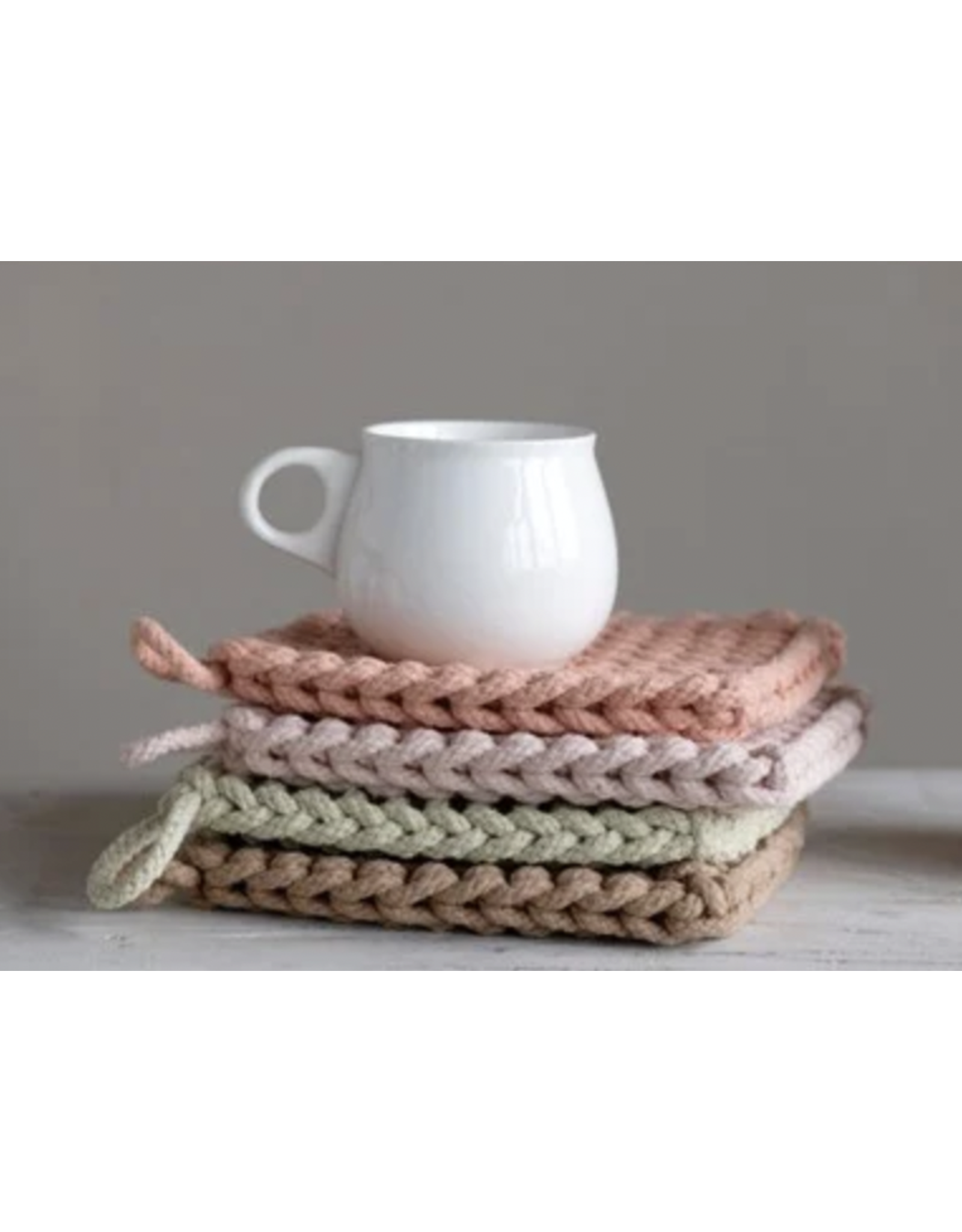 Creative Co-Op Cotton Crocheted Pot Holder