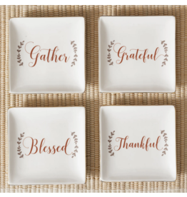 audreys Square Appetizer Plates, Fall Saying