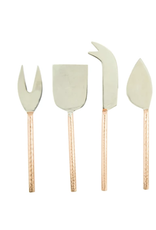 Creative Co-Op Stainless Steel with Copper Handle Cheese Server, set of 4