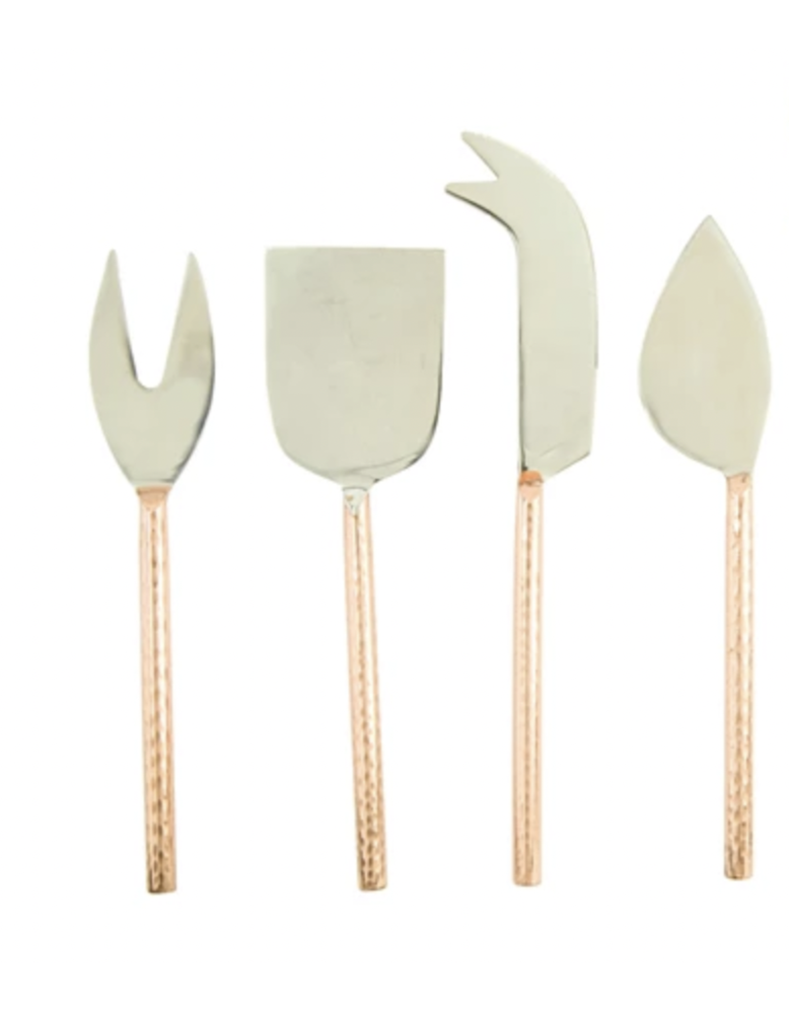 Creative Co-Op Stainless Steel with Copper Handle Cheese Server, set of 4