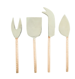 Creative Co-Op Stainless Steel with Copper Handle Cheese Server, set of 4