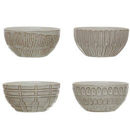 Creative Co-Op Debossed Stoneware Bowl