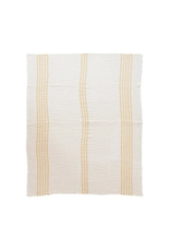 Creative Co-Op 60 x 50  Cotton Throw with Stripes & Frayed Edge