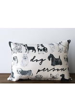 Little Birdie Dog Person Pillow with Natural Piping