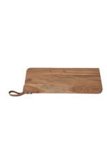 Creative Co-Op Acacia Wood Cheese/Cutting Board with Leather Strap