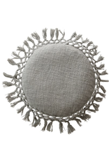 Bloomingville Grey Round Pillow with Tassels